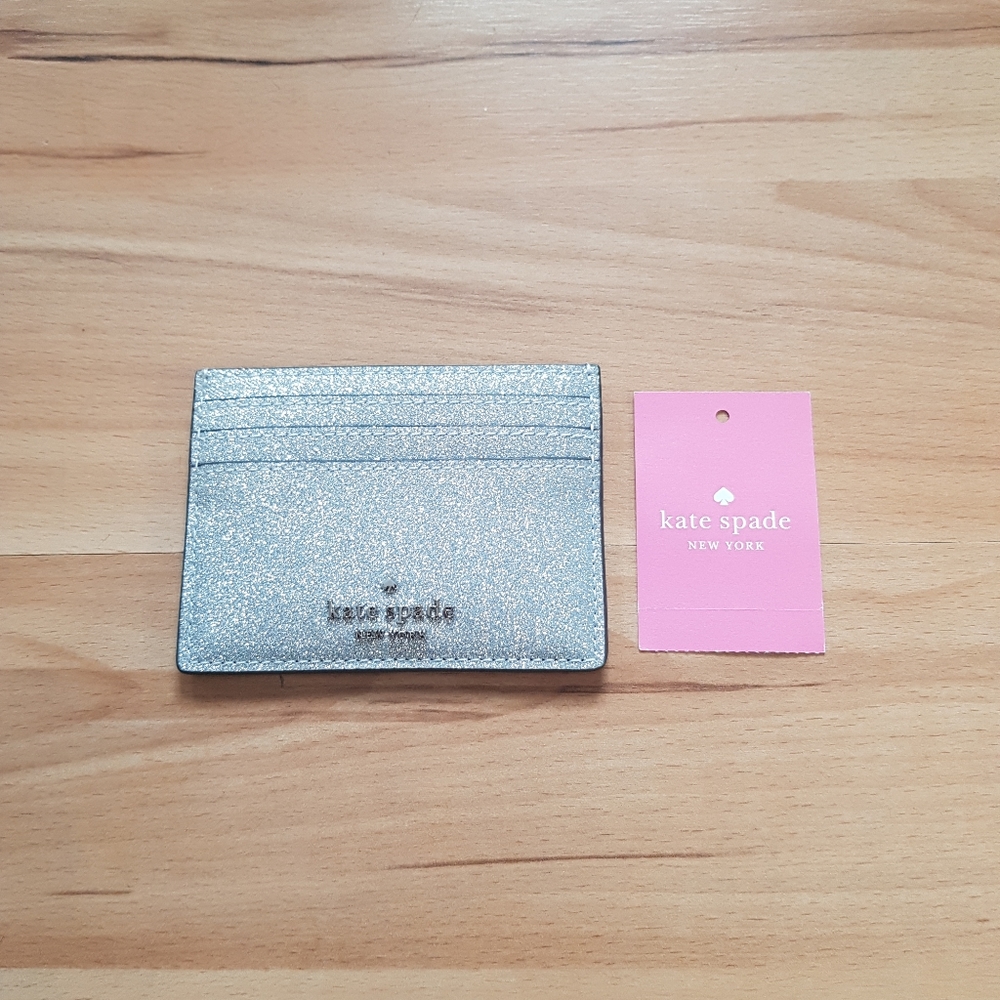 kate spade silver glitter card holder